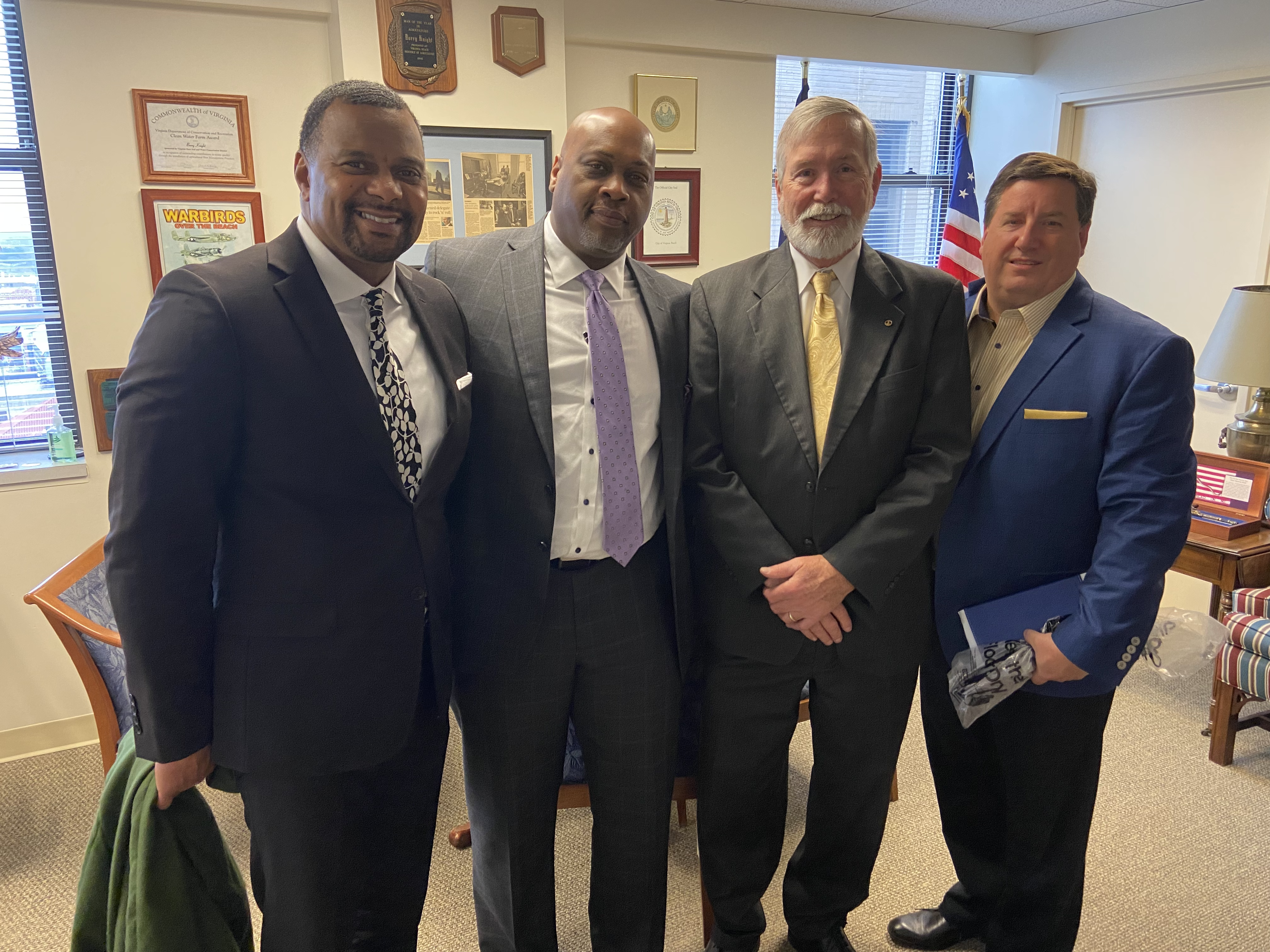 Priority Automotive's James Church, Parks Chevrolet Richmond's RJ Robinson, Del. Barry Knight of Virginia Beach, and Tim Pohanka of Pohanka Nissan/Hyundai of Fredericksburg.