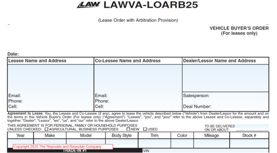 Lease Order New Lease Order Agreement