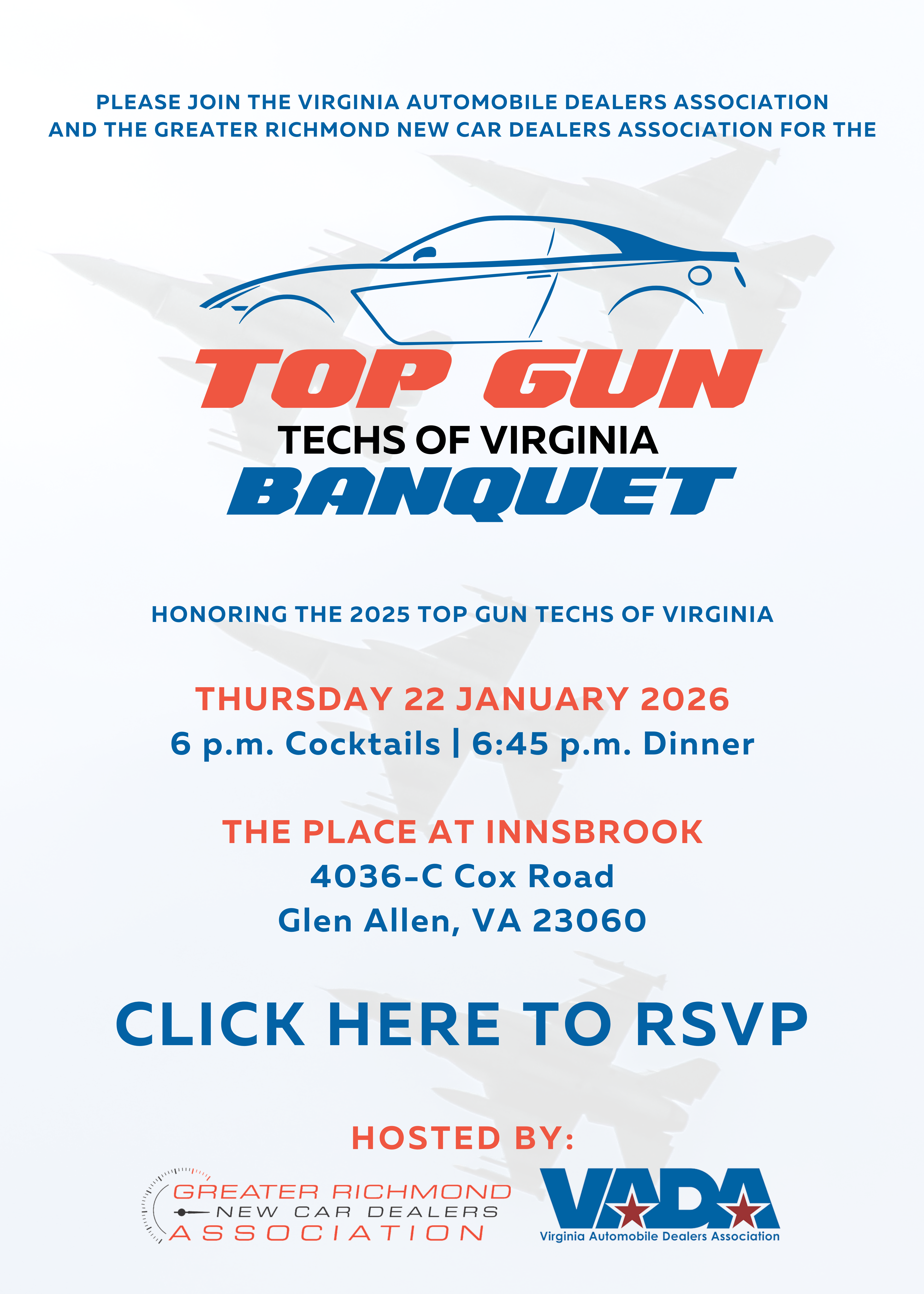 Top Gun Techs of Virginia Banquet Invitation