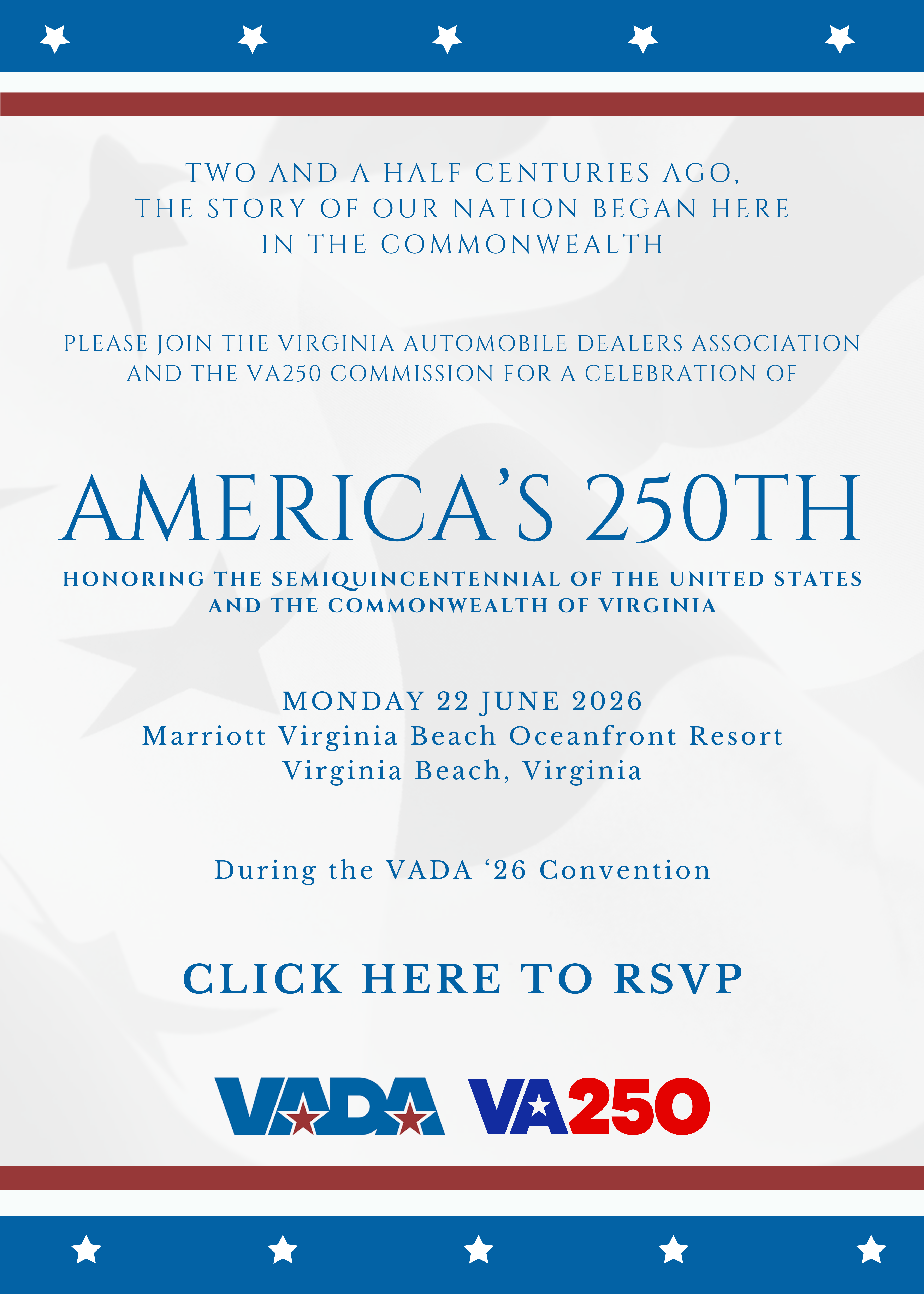 VADA 250th Celebration Invitation