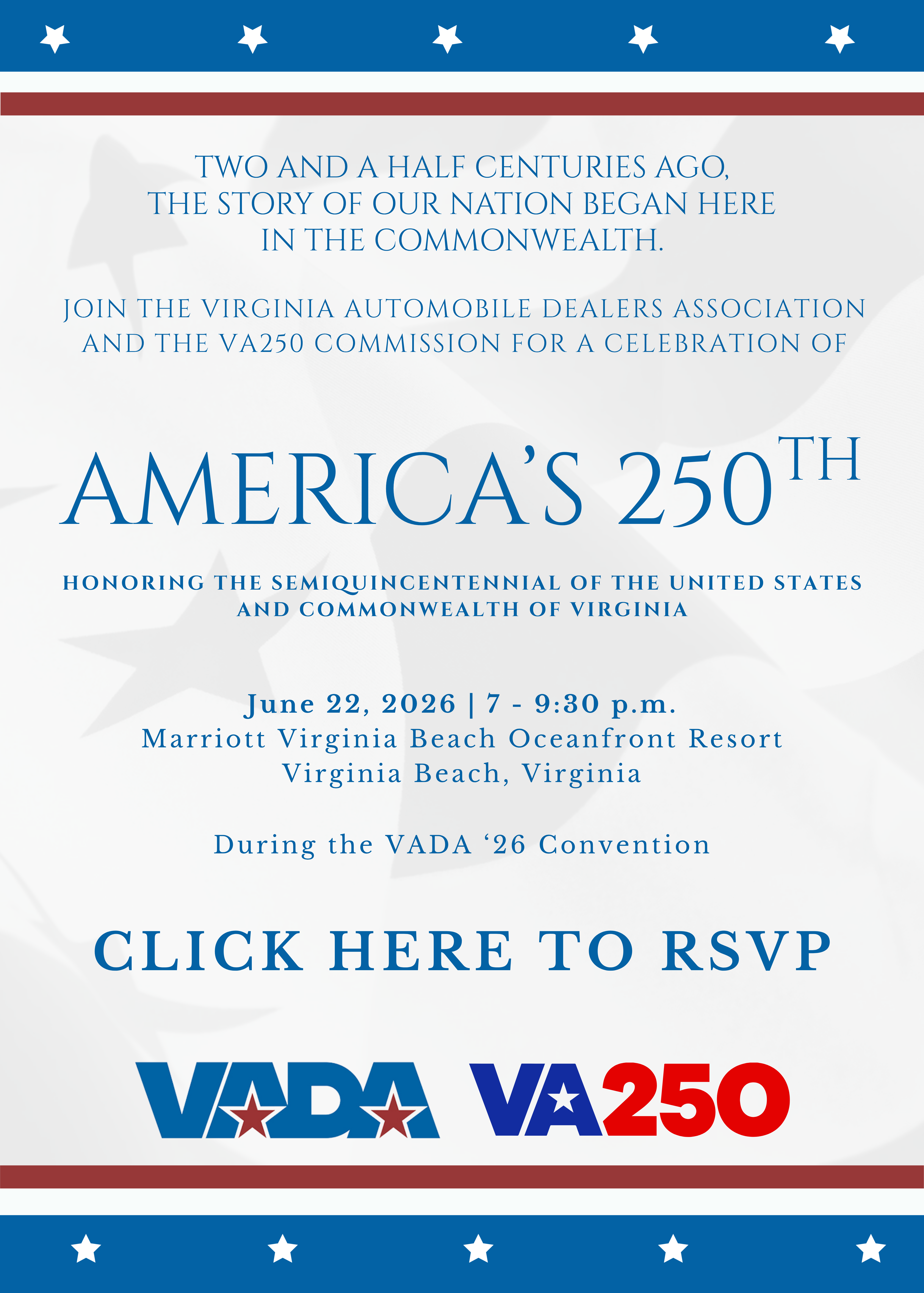 VADA 250th Celebration Invitation