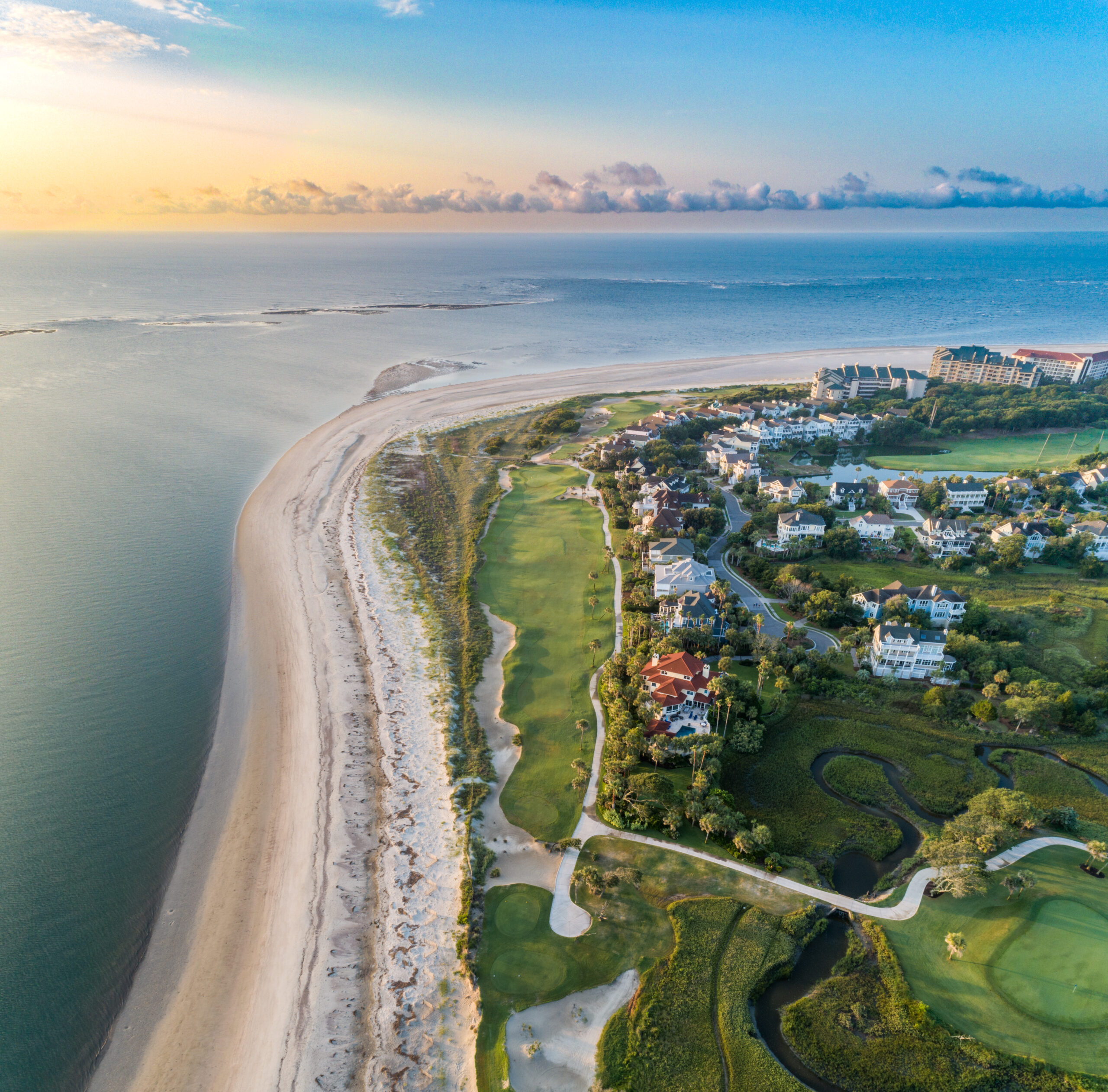 Aerial of the golf course and coastline